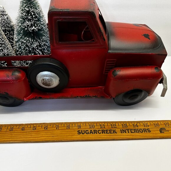 🎄Valerie Parr Hill Red Metal Truck with Bottle Brush Trees/EUC🎄 - Picture 7 of 15